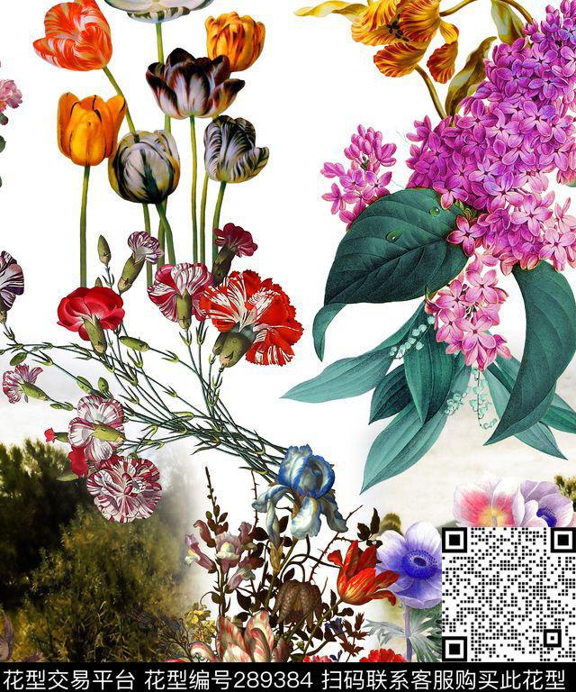 花卉植物写实数码印花华亿平台下载（图片编号: 289384） - 瓦栏（Walan）