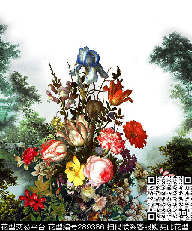 油画花卉风景数码印花华亿平台下载（图片编号: 289386） - 瓦栏（Walan）