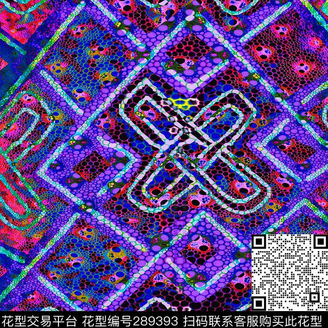 抽象复古民族风数码印花华亿平台下载（图片编号: 289393） - 瓦栏（Walan）