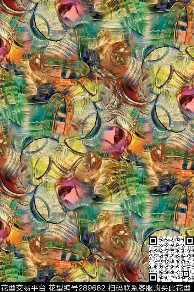 手绘水彩杯子炫彩数码印花华亿平台下载（图片编号: 289662） - 瓦栏（Walan）