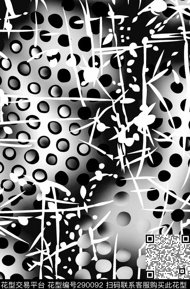 几何圆形黑白抽象传统印花华亿平台下载（图片编号: 290092） - 瓦栏（Walan）