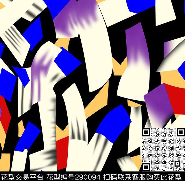 几何色块拼接撞色传统印花华亿平台下载（图片编号: 290094） - 瓦栏（Walan）