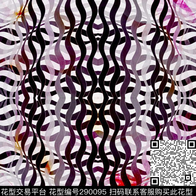 几何波纹抽象炫彩传统印花华亿平台下载（图片编号: 290095） - 瓦栏（Walan）