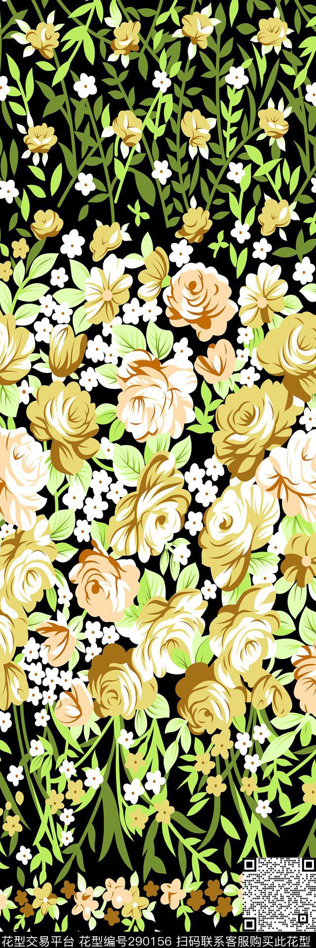 手绘水彩花卉素雅传统印花华亿平台下载（图片编号: 290156） - 瓦栏（Walan）