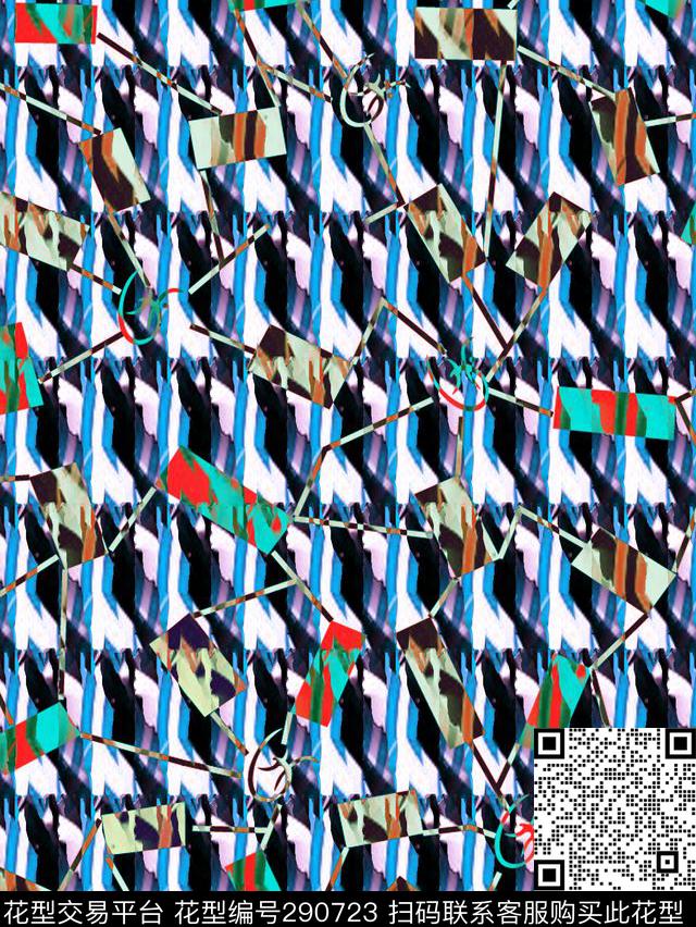 几何拼接色块多彩数码印花华亿平台下载（图片编号: 290723） - 瓦栏（Walan）