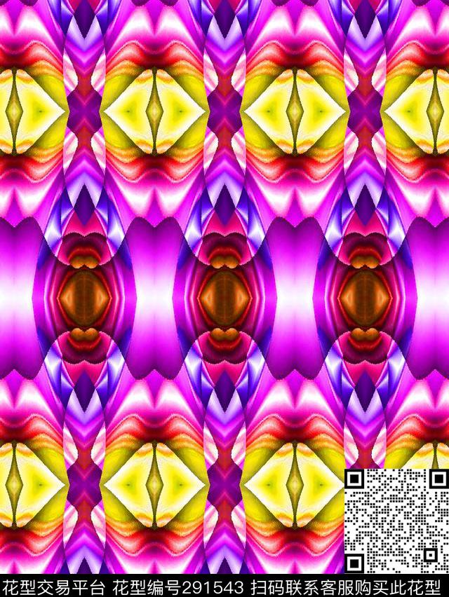 平面几何平铺炫彩数码印花华亿平台下载（图片编号: 291543） - 瓦栏（Walan）