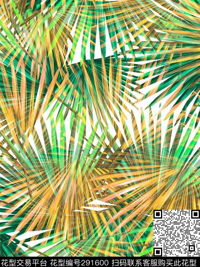 热带植物炫彩抽象数码印花华亿平台下载（图片编号: 291600） - 瓦栏（Walan）