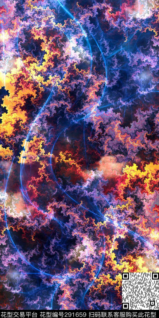 抽象彩云奇幻数码印花华亿平台下载（图片编号: 291659） - 瓦栏（Walan）