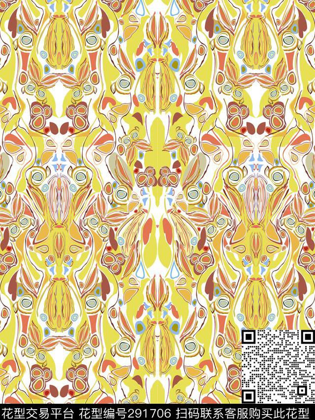 手绘水彩抽象复古传统印花华亿平台下载（图片编号: 291706） - 瓦栏（Walan）