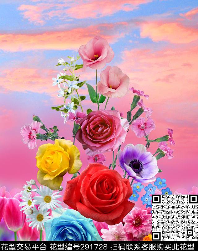 花卉数码印花华亿平台下载（图片编号: 291728） - 瓦栏（Walan）