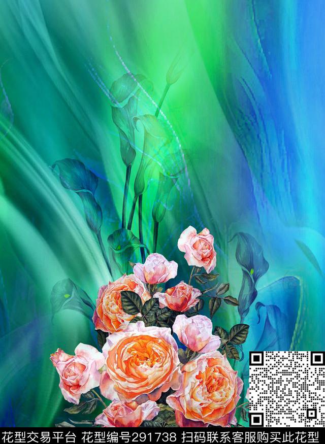 花卉数码印花华亿平台下载（图片编号: 291738） - 瓦栏（Walan）