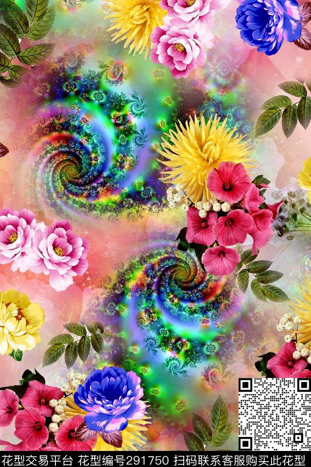 摄影写实花卉炫彩光感数码印花华亿平台下载（图片编号: 291750） - 瓦栏（Walan）