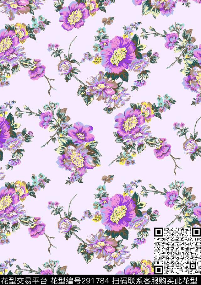 手绘水彩花卉碎花田园传统印花华亿平台下载（图片编号: 291784） - 瓦栏（Walan）