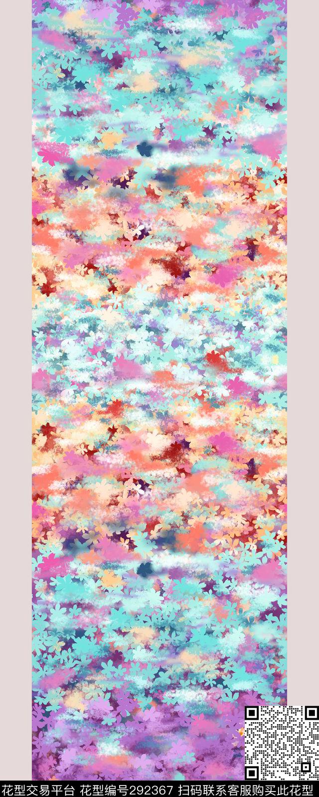 手绘水彩花卉渐变传统印花华亿平台下载（图片编号: 292367） - 瓦栏（Walan）