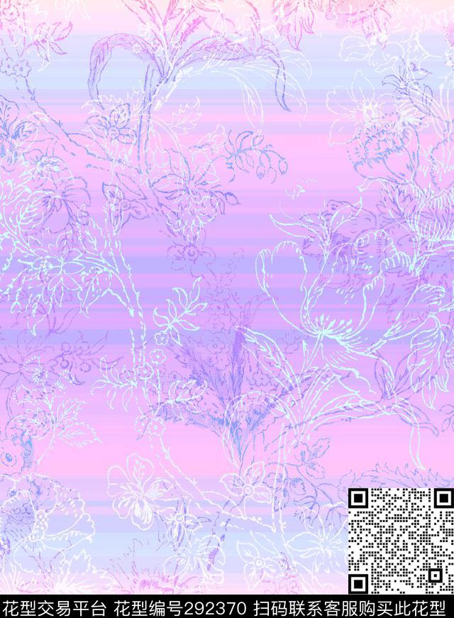 线稿渐变纹样数码印花华亿平台下载（图片编号: 292370） - 瓦栏（Walan）