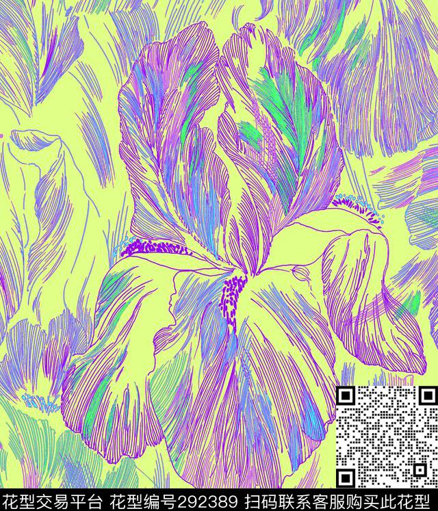 手绘水彩线条炫彩传统印花华亿平台下载（图片编号: 292389） - 瓦栏（Walan）