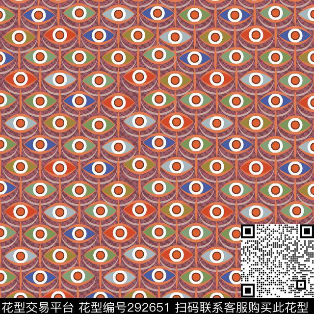 几何图像平铺多彩传统印花华亿平台下载（图片编号: 292651） - 瓦栏（Walan）
