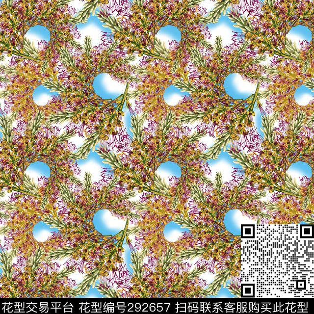 花卉拼接抽象数码印花华亿平台下载（图片编号: 292657） - 瓦栏（Walan）