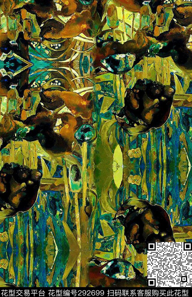 油画抽象多彩数码印花华亿平台下载（图片编号: 292699） - 瓦栏（Walan）