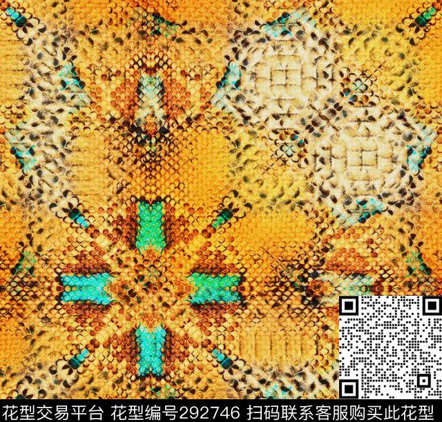 几何格子抽象动物纹数码印花华亿平台下载（图片编号: 292746） - 瓦栏（Walan）