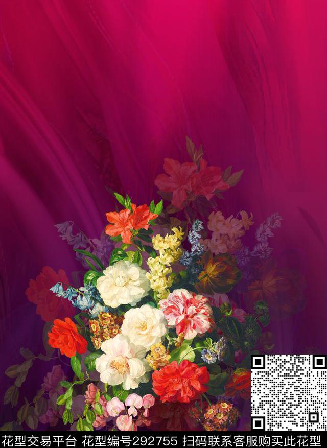 花卉数码印花华亿平台下载（图片编号: 292755） - 瓦栏（Walan）