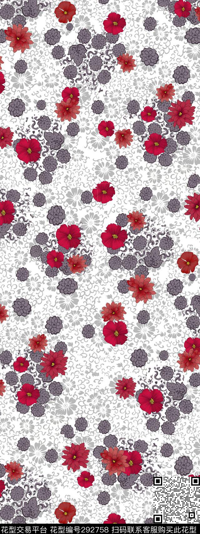 花卉复古花纹素雅传统印花华亿平台下载（图片编号: 292758） - 瓦栏（Walan）