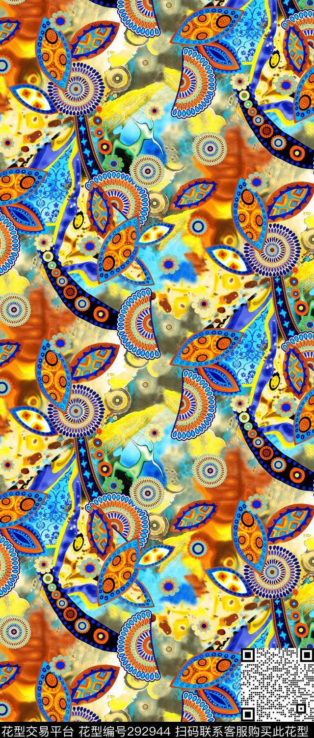 花卉大理石宫廷风数码印花华亿平台下载（图片编号: 292944） - 瓦栏（Walan）