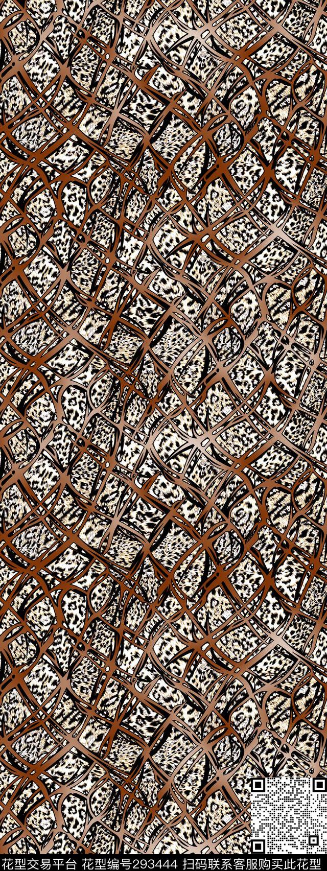 几何线条菱格豹纹数码印花华亿平台下载（图片编号: 293444） - 瓦栏（Walan）