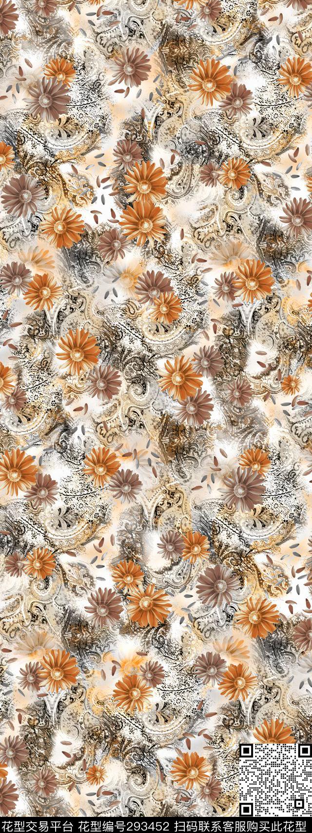 佩斯利涡旋纹花卉炫彩数码印花华亿平台下载（图片编号: 293452） - 瓦栏（Walan）