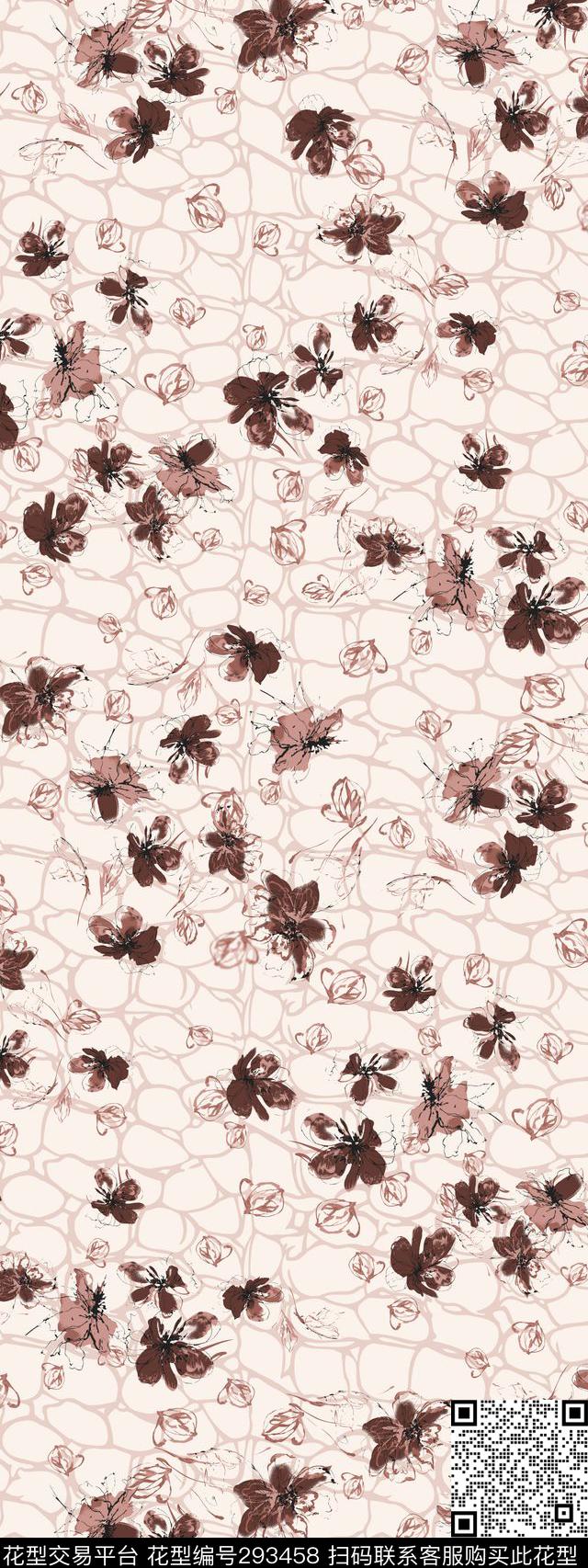 手绘水彩花卉清新传统印花华亿平台下载（图片编号: 293458） - 瓦栏（Walan）