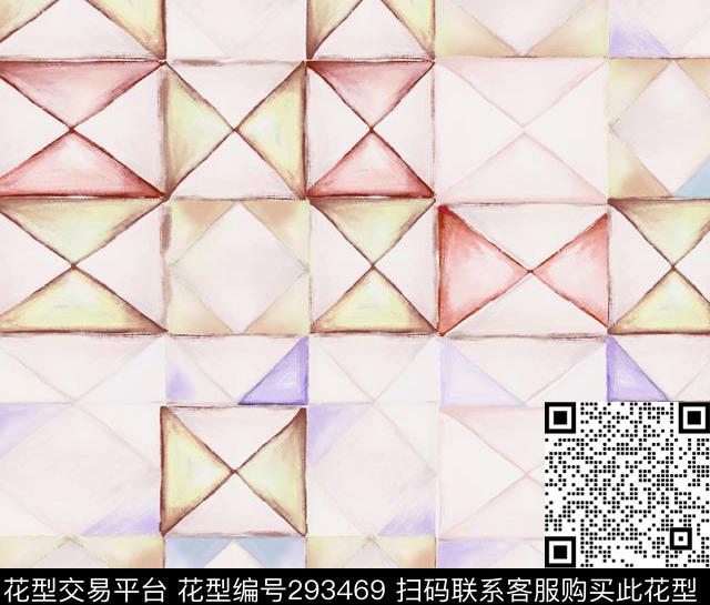 几何水彩绚烂数码印花华亿平台下载（图片编号: 293469） - 瓦栏（Walan）
