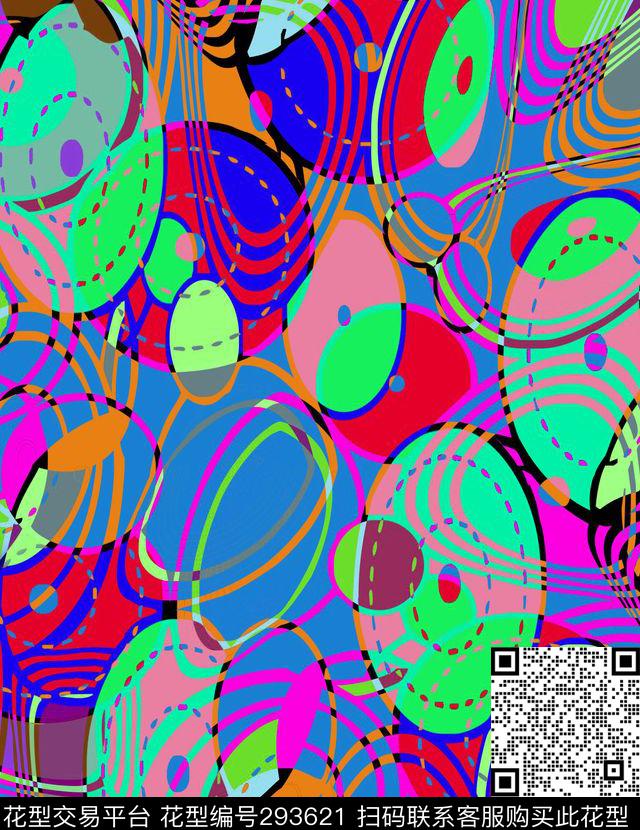 几何线条圆形撞色传统印花华亿平台下载（图片编号: 293621） - 瓦栏（Walan）