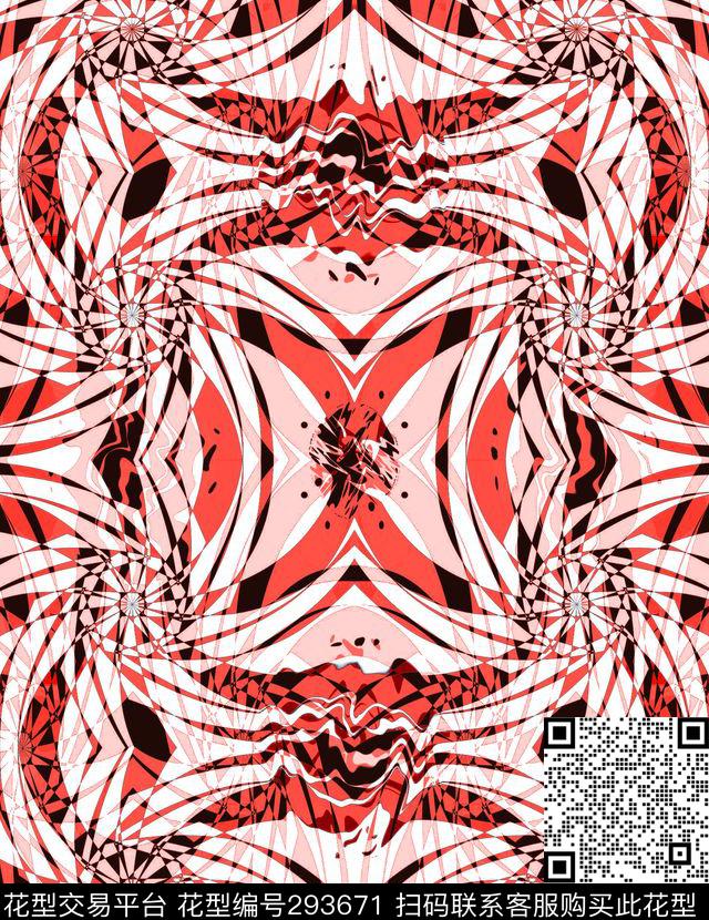 几何线条抽象复古传统印花华亿平台下载（图片编号: 293671） - 瓦栏（Walan）