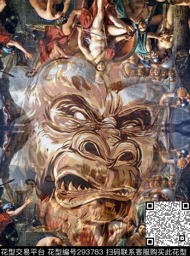 油画复古人物数码印花华亿平台下载（图片编号: 293783） - 瓦栏（Walan）