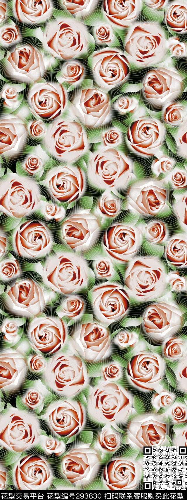摄影写实花卉线条抽象数码印花华亿平台下载（图片编号: 293830） - 瓦栏（Walan）