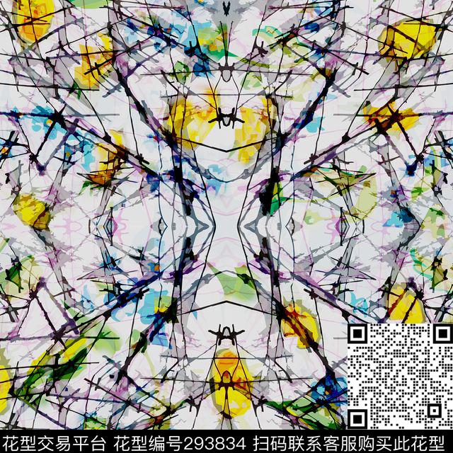 抽象机理条纹色块数码印花华亿平台下载（图片编号: 293834） - 瓦栏（Walan）