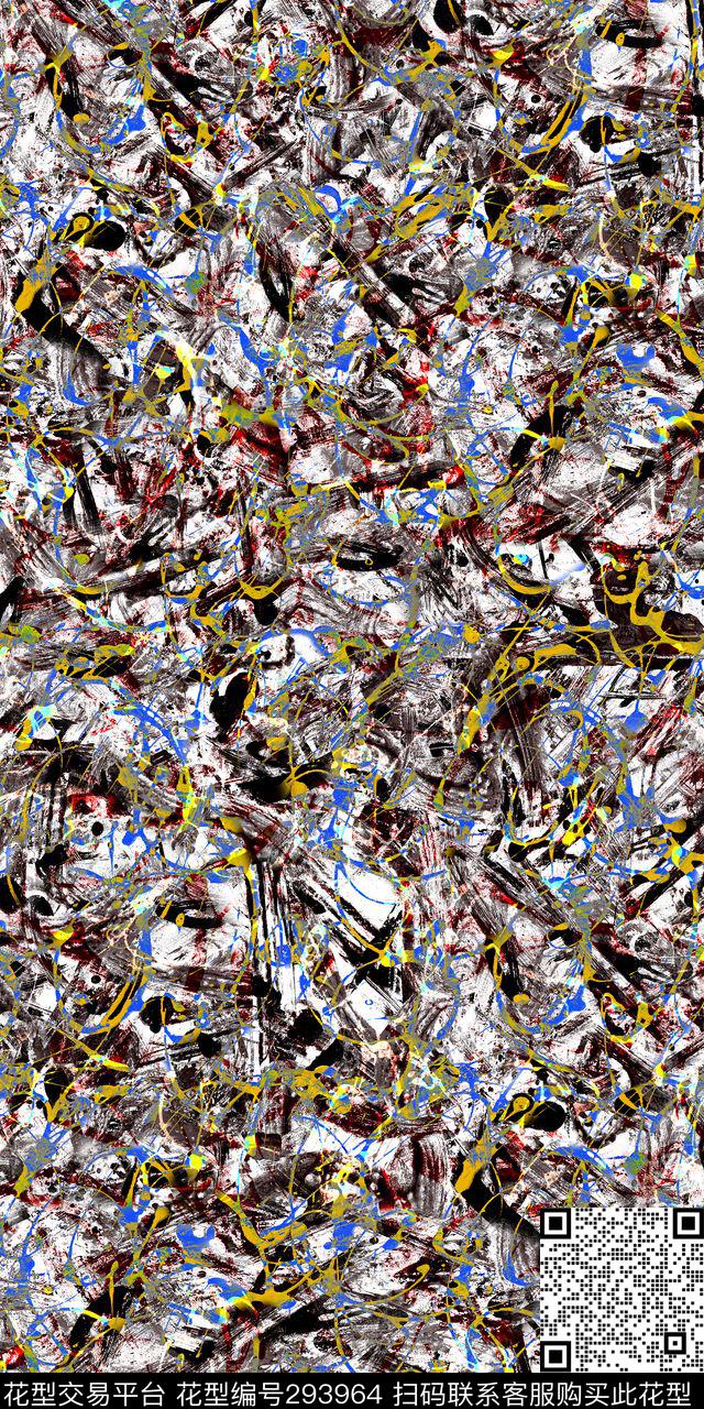 泼墨肌理多彩抽象数码印花华亿平台下载（图片编号: 293964） - 瓦栏（Walan）