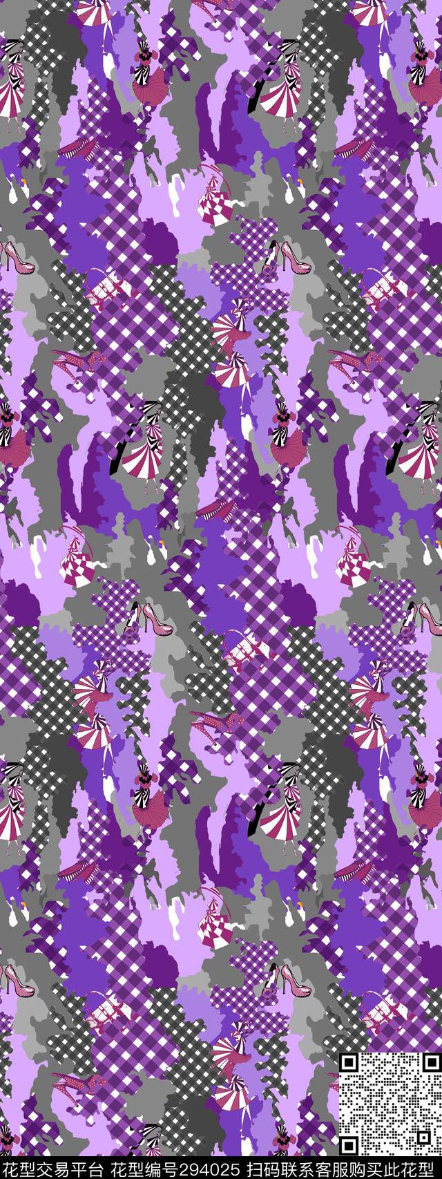 几何格纹抽象迷彩传统印花华亿平台下载（图片编号: 294025） - 瓦栏（Walan）