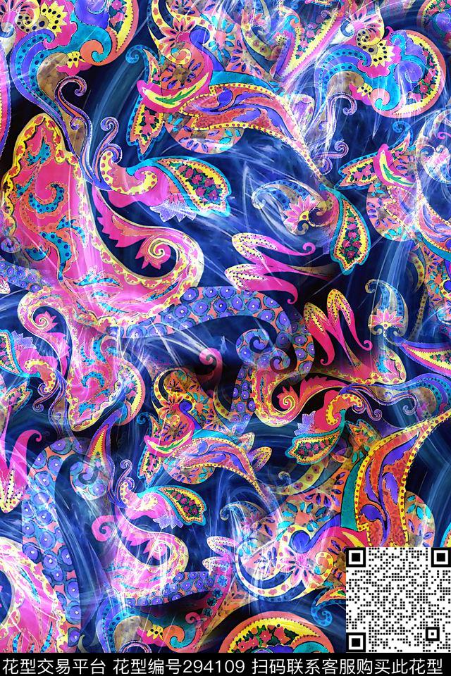 火腿纹民族风复古数码印花华亿平台下载（图片编号: 294109） - 瓦栏（Walan）