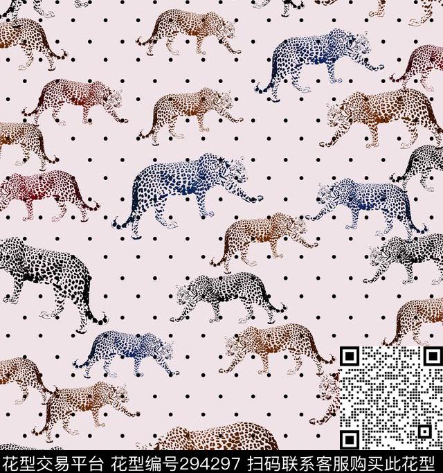 波点豹子抽象传统印花华亿平台下载（图片编号: 294297） - 瓦栏（Walan）