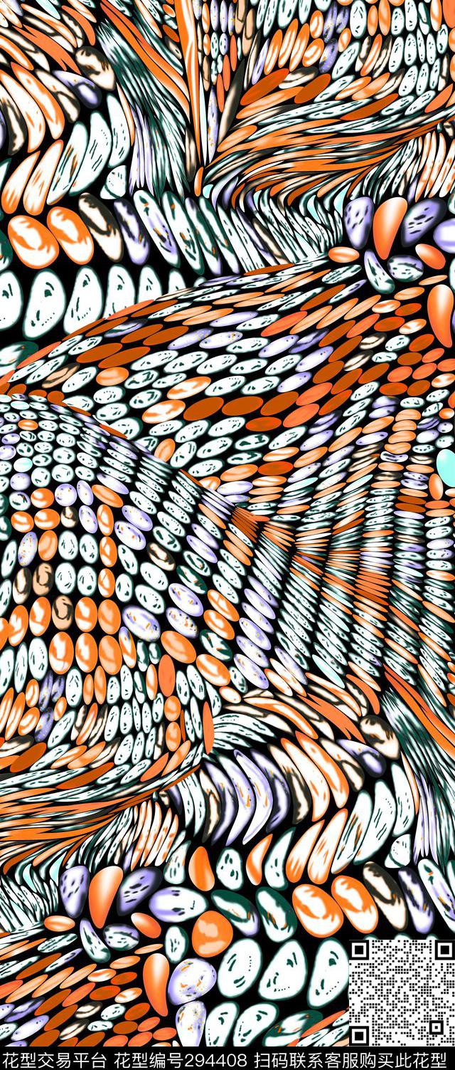 几何圆线条弯曲错觉多彩传统印花华亿平台下载（图片编号: 294408） - 瓦栏（Walan）