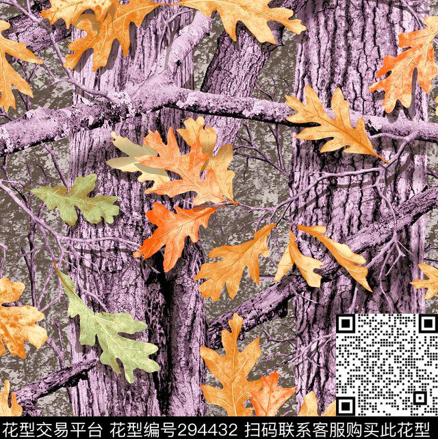 树纹树叶摄影写实数码印花华亿平台下载（图片编号: 294432） - 瓦栏（Walan）