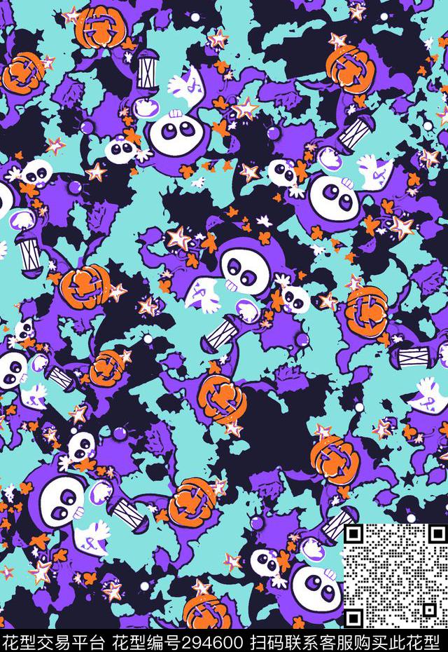 卡通万圣节抽象传统印花华亿平台下载（图片编号: 294600） - 瓦栏（Walan）