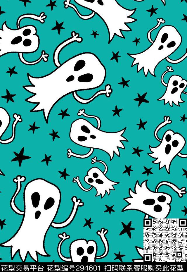 卡通复活节幽灵传统印花华亿平台下载（图片编号: 294601） - 瓦栏（Walan）