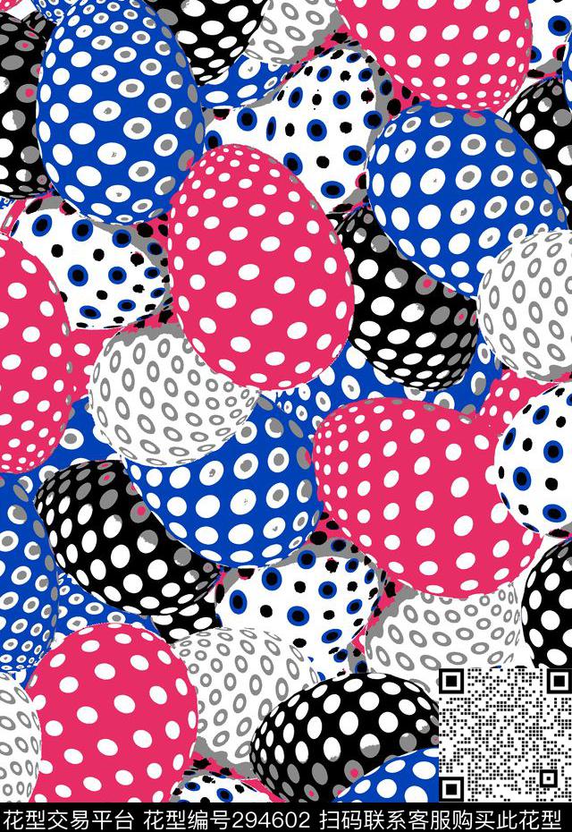 几何椭圆彩蛋波点传统印花华亿平台下载（图片编号: 294602） - 瓦栏（Walan）