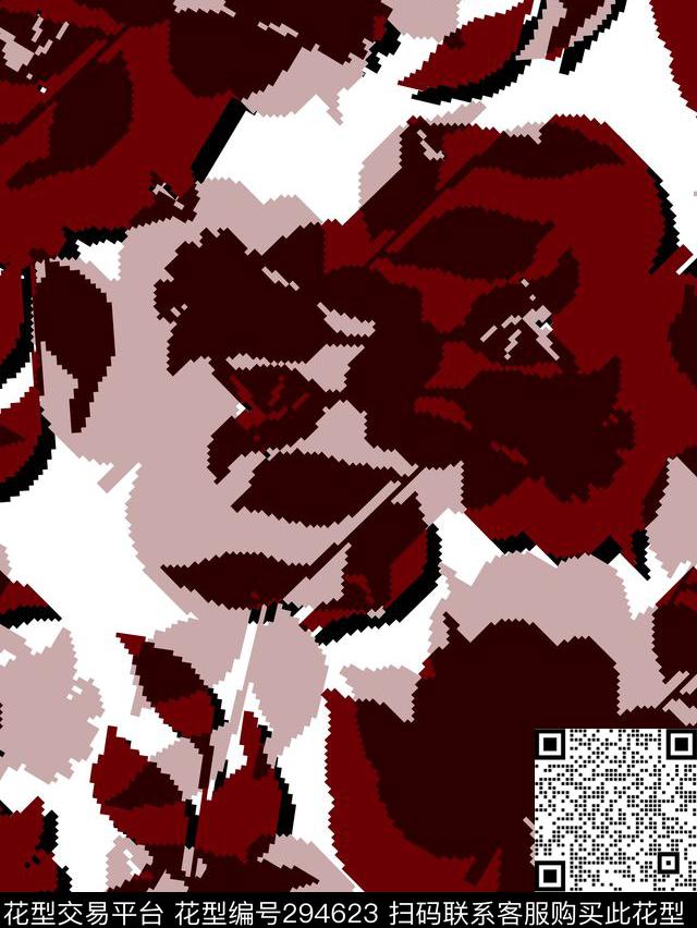 手绘水彩花卉写意传统印花华亿平台下载（图片编号: 294623） - 瓦栏（Walan）