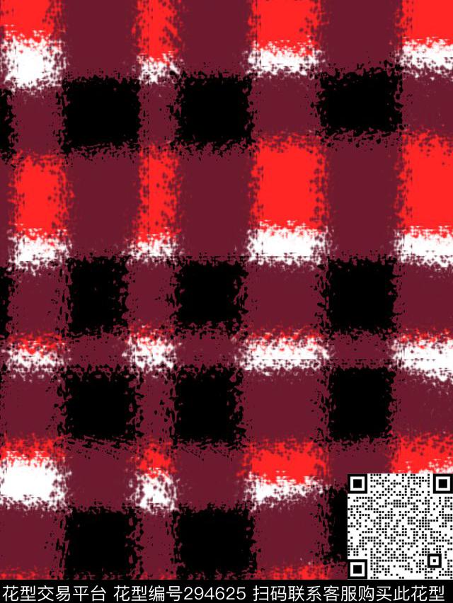 手绘水彩格纹双色传统印花华亿平台下载（图片编号: 294625） - 瓦栏（Walan）