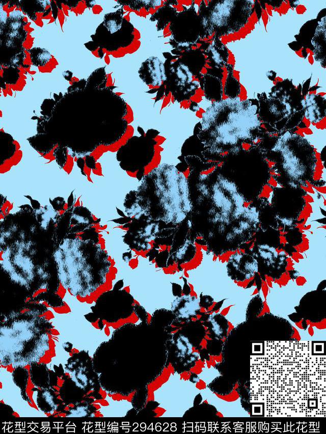 手绘水彩花卉简约传统印花华亿平台下载（图片编号: 294628） - 瓦栏（Walan）