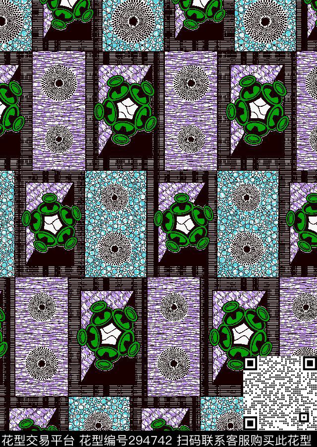 几何方形线条复古传统印花华亿平台下载（图片编号: 294742） - 瓦栏（Walan）