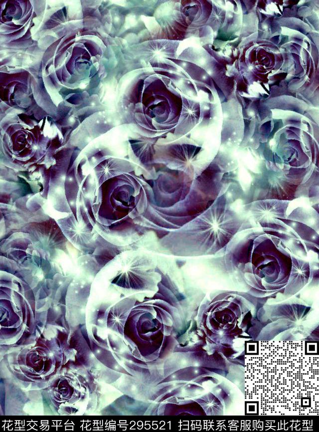 玫瑰光感抽象数码印花华亿平台下载（图片编号: 295521） - 瓦栏（Walan）